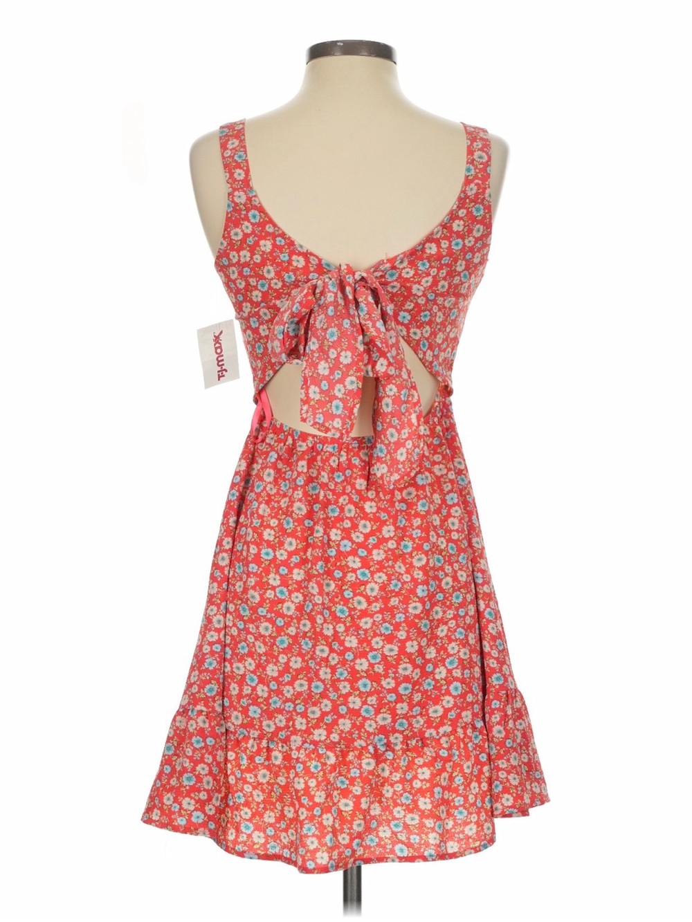 Monteau Coral Floral Tie-Back Mini Dress